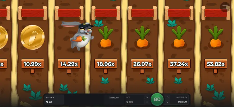 Rabbit road InOut game overview with RTP 95.5 and high volatility Rabbit road InOut game overview with RTP 95.5 and high volatility